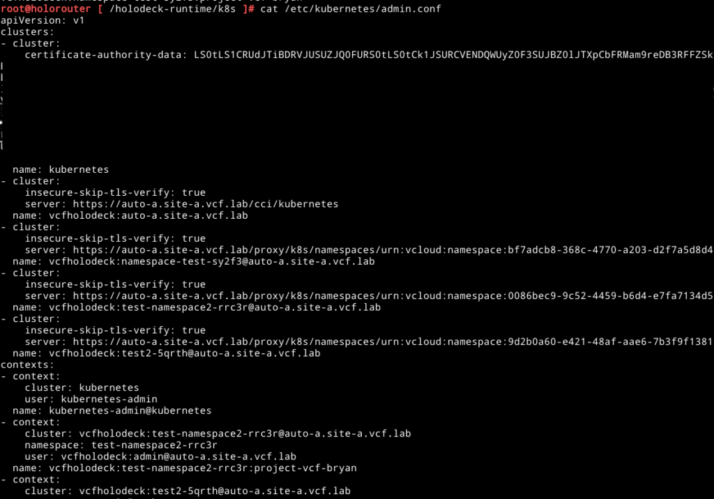 VCF Holorouter Kubernetes configuration